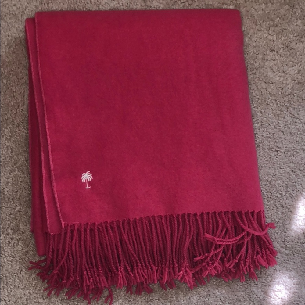 Lilly Pulitzer raspberry colored throw blanket